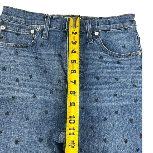 Madewell Women’s Classic Straight Jeans Heart Print Edition Harwell Wash Size 27 - Picture 8 of 10